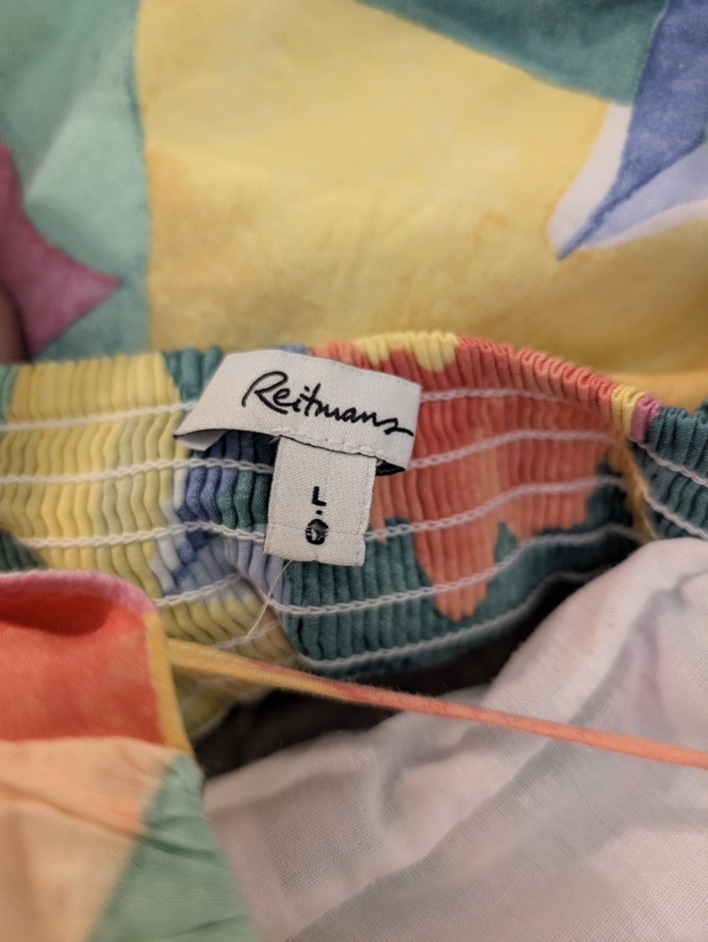Reitmans 100% Cotton Midi Sundress Abstract Colorful Print Tropical Boho Chic  L - Picture 8 of 9